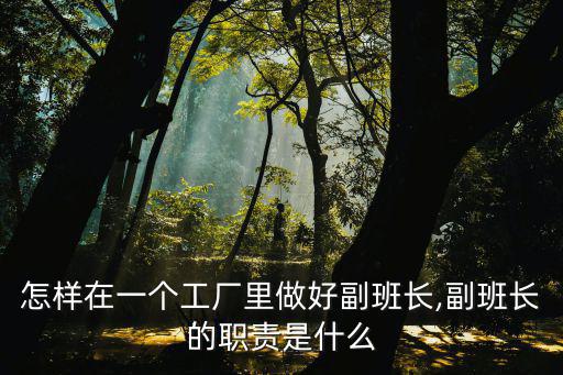 副班長職責,副班長是怎么一回事?