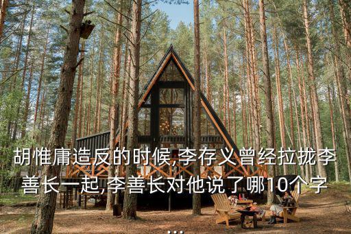 胡惟庸造反的時候,李存義曾經拉攏李善長一起,李善長對他說了哪10個字...