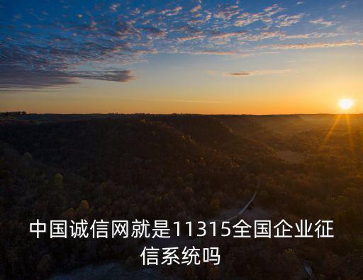 中國誠信網就是11315全國企業征信系統嗎