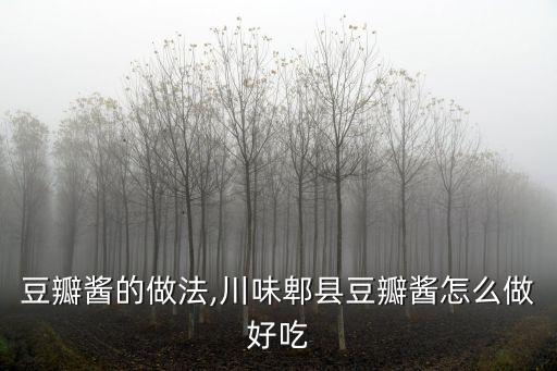 豆瓣醬的做法,川味郫縣豆瓣醬怎么做好吃
