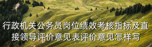 行政機關公務員崗位績效考核指標及直接領導評價意見表評價意見怎樣寫