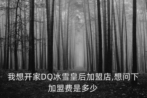 我想開家DQ冰雪皇后加盟店,想問下加盟費是多少
