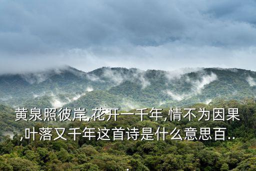 黃泉照彼岸,花開一千年,情不為因果,葉落又千年這首詩是什么意思百...