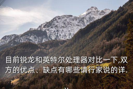 目前銳龍和英特爾處理器對比一下,雙方的優點、缺點有哪些請行家說的詳...