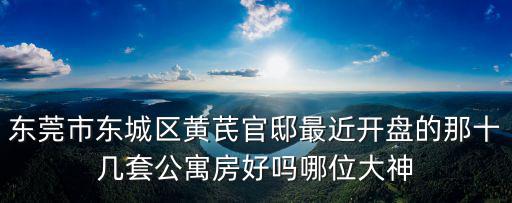 東莞市東城區黃芪官邸最近開盤的那十幾套公寓房好嗎哪位大神
