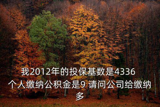 我2012年的投保基數是4336 個人繳納公積金是9 請問公司給繳納多