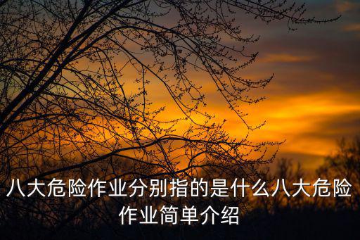 八大危險(xiǎn)作業(yè)分別指的是什么八大危險(xiǎn)作業(yè)簡(jiǎn)單介紹