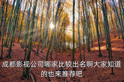 成都影視公司哪家比較出名啊大家知道的也來推薦吧
