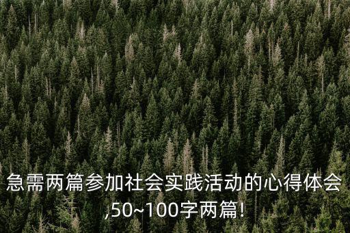 急需兩篇參加社會(huì)實(shí)踐活動(dòng)的心得體會(huì),50~100字兩篇!