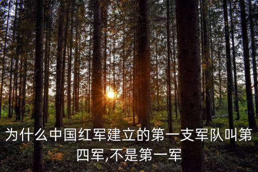 為什么中國紅軍建立的第一支軍隊(duì)叫第四軍,不是第一軍