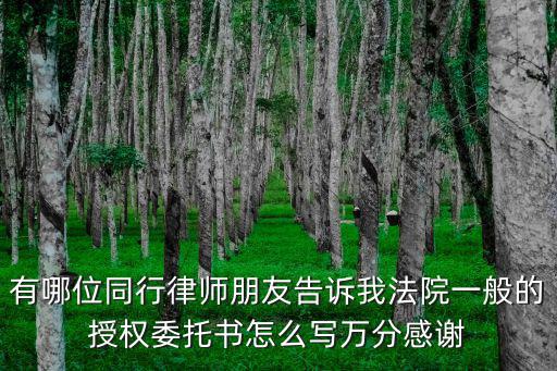 有哪位同行律師朋友告訴我法院一般的授權委托書怎么寫萬分感謝