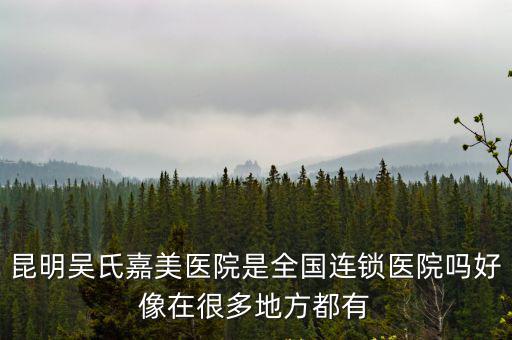 昆明吳氏嘉美醫院是全國連鎖醫院嗎好像在很多地方都有
