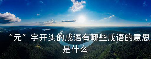 “元”字開頭的成語有哪些成語的意思是什么