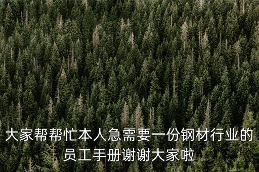 大家幫幫忙本人急需要一份鋼材行業的員工手冊謝謝大家啦