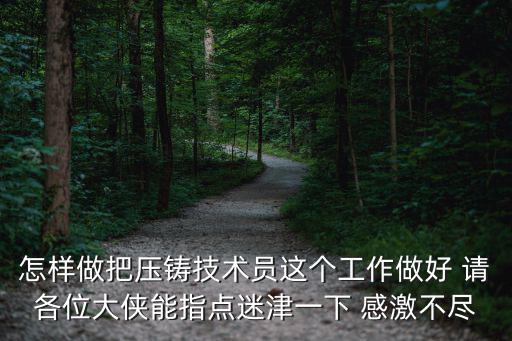 重慶市仁和壓鑄技術(shù)員，怎樣做把壓鑄技術(shù)員這個工作做好 請各位大俠能指點迷津一下 感激不盡