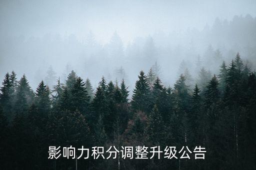 影響力積分調(diào)整升級(jí)公告