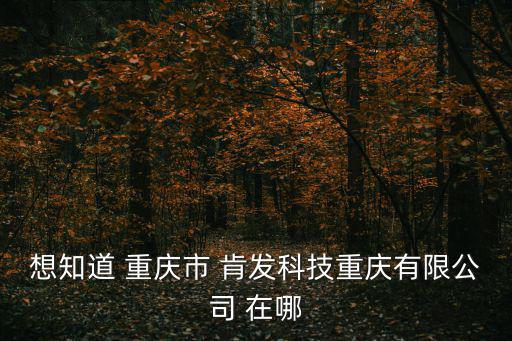 想知道 重慶市 肯發(fā)科技重慶有限公司 在哪