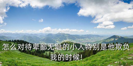 無(wú)恥小人,怎么對(duì)待卑鄙無(wú)恥小人?