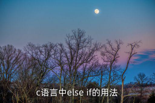else的用法，c語言中else if的用法