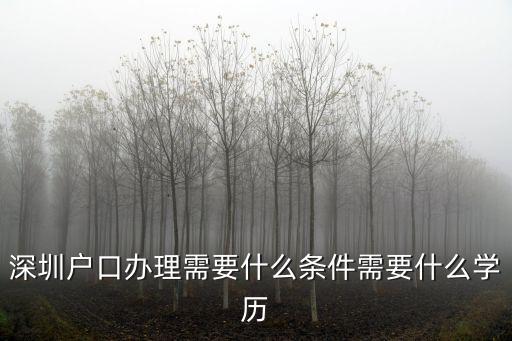 深圳戶口辦理需要什么條件需要什么學歷