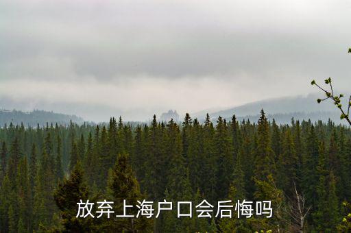 放棄上海戶口會后悔嗎