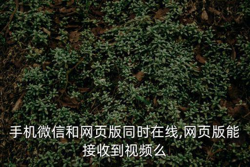 手機(jī)微信和網(wǎng)頁(yè)版同時(shí)在線,網(wǎng)頁(yè)版能接收到視頻么