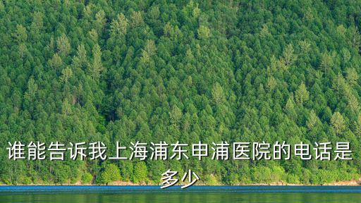 誰能告訴我上海浦東申浦醫(yī)院的電話是多少