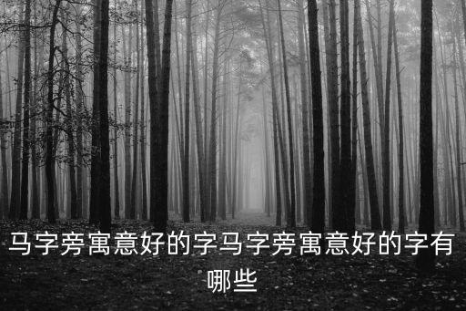 帶馬的字,馬字旁寓意好的字