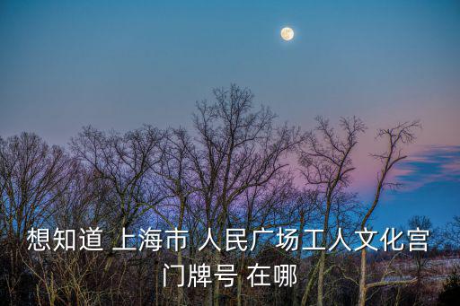 想知道 上海市 人民廣場工人文化宮門牌號 在哪
