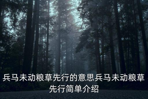 兵馬未動糧草先行的意思兵馬未動糧草先行簡單介紹