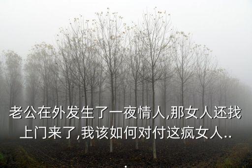 老公在外發生了一夜情人,那女人還找上門來了,我該如何對付這瘋女人...