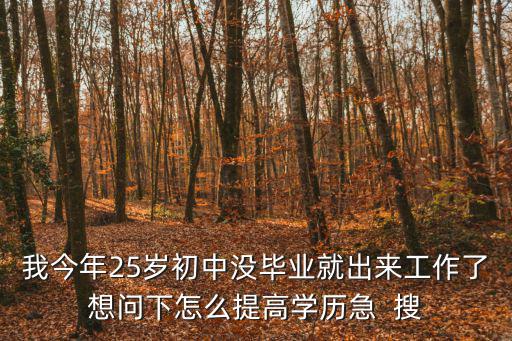 我今年25歲初中沒畢業就出來工作了想問下怎么提高學歷急  搜