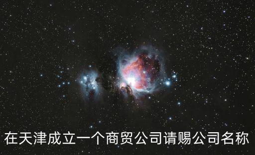 在天津成立一個商貿公司請賜公司名稱