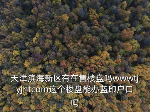 天津?yàn)I海新區(qū)有在售樓盤嗎wwwtjyjhtcom這個(gè)樓盤能辦藍(lán)印戶口嗎