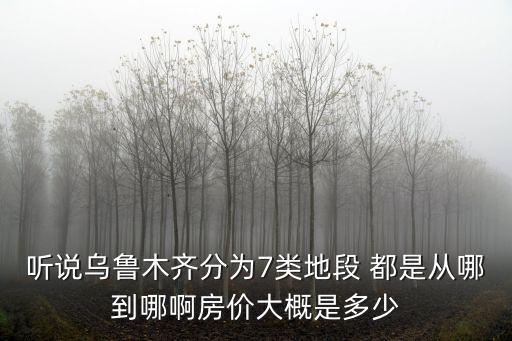聽說烏魯木齊分為7類地段 都是從哪到哪啊房價大概是多少