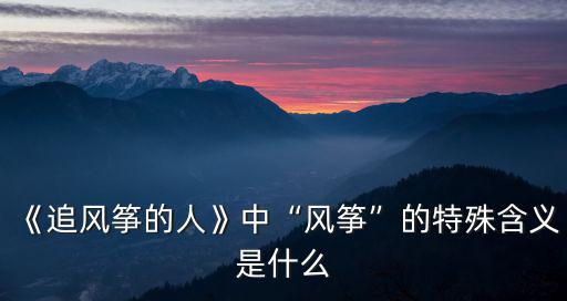 《追風箏的人》中“風箏”的特殊含義是什么