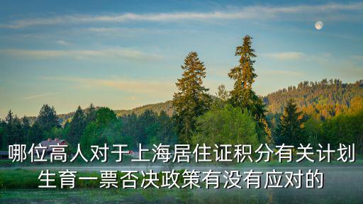 哪位高人對于上海居住證積分有關計劃生育一票否決政策有沒有應對的