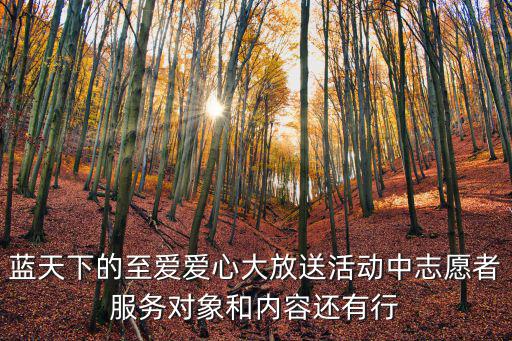 藍天下的至愛愛心大放送活動中志愿者服務對象和內容還有行