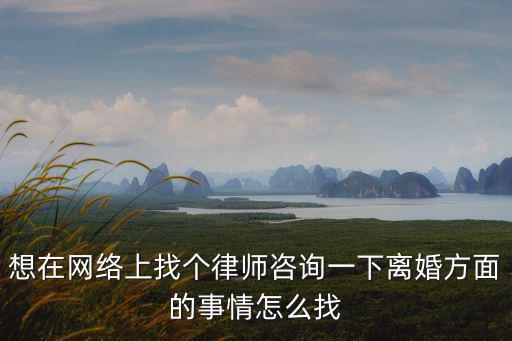 怎么咨詢律師離婚問題，我為了離婚的事情想咨詢律師