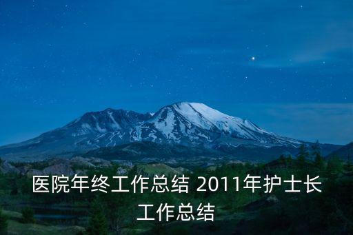 醫院年終工作總結 2011年護士長工作總結