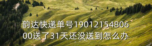 韻達快遞單號1901215480600送了31天還沒送到怎么辦