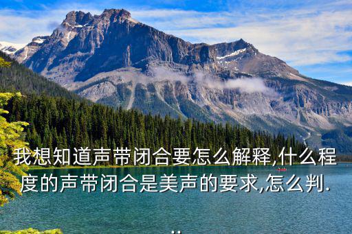 我想知道聲帶閉合要怎么解釋,什么程度的聲帶閉合是美聲的要求,怎么判...