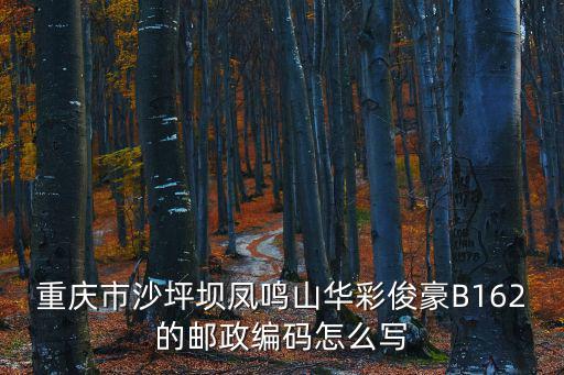 重慶市沙坪壩鳳鳴山華彩俊豪B162的郵政編碼怎么寫