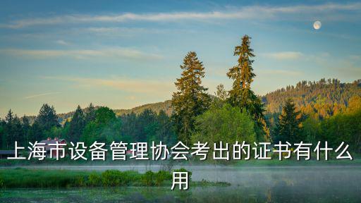 上海市設備管理協會考出的證書有什么用