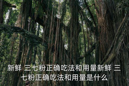 新鮮 三七粉正確吃法和用量新鮮 三七粉正確吃法和用量是什么
