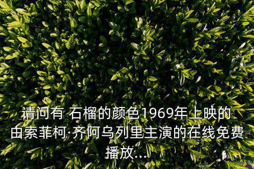請問有 石榴的顏色1969年上映的由索菲柯·齊阿烏列里主演的在線免費播放...