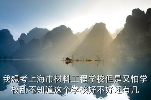 我想考上海市材料工程學校但是又怕學校亂不知道這個學校好不好還有幾