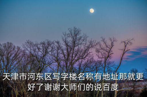 天津市河東區(qū)寫字樓名稱有地址那就更好了謝謝大師們的說百度
