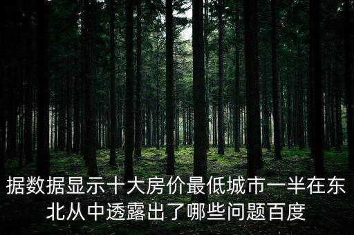 據(jù)數(shù)據(jù)顯示十大房價最低城市一半在東北從中透露出了哪些問題百度