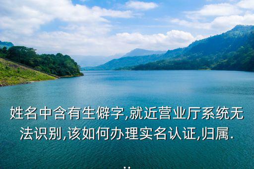 生僻字識別,姓名中含生僻字就近營業廳系統無法識別